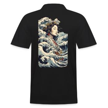 Geisha Ukiyo-E Wave Art Streetwear rétro - Polo Homme - noir - Dos - Kai (181cm)