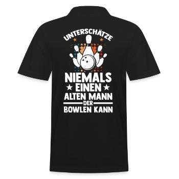 Bowler Bowlen Kegeln Bowling - Männer Poloshirt - Schwarz - Hinten - Kai (181cm)