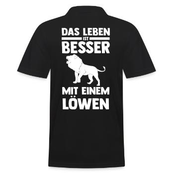 Löwe Löwen - Männer Poloshirt - Schwarz - Hinten - Kai (181cm)