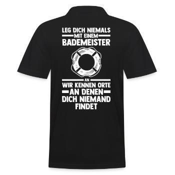 Rettungsschwimmer Bademeister - Männer Poloshirt - Schwarz - Hinten - Kai (181cm)