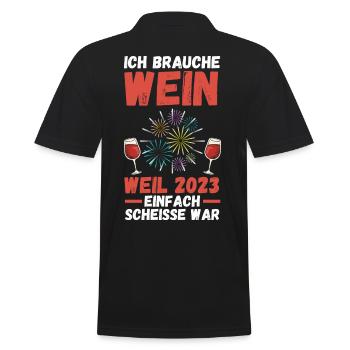Neujahr Wein Feuerwerk Silvester 2024 - Männer Poloshirt - Schwarz - Hinten - Kai (181cm)