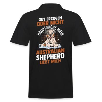 Australian Shepherd Hund Aussie - Männer Poloshirt - Schwarz - Hinten - Kai (181cm)