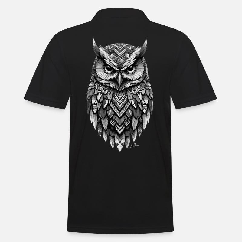 Indische geometrische Eule - Männer Poloshirt - Schwarz