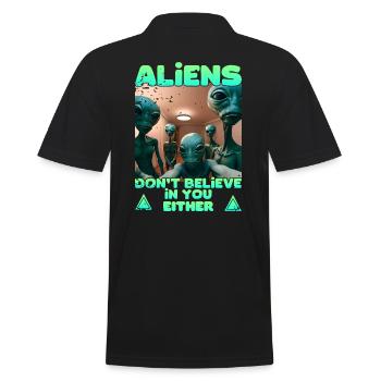 Alien Selfie - Aliens don't believe - Men's Polo Shirt - black - Back - Kai (181cm)