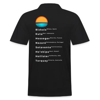 Popular Surf Spots List - Men's Polo Shirt - black - Back - Kai (181cm)