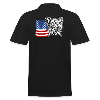 Chien chinois à crête US Amérique drapeau Wilsigns - Polo Homme - noir - Dos - Kai (181cm)