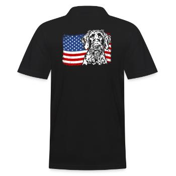 Allemand à poil dur US Amérique drapeau chiens Wilsigns - Polo Homme - noir - Dos - Kai (181cm)
