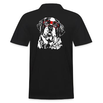 BERNHARDINER Hund Brille Hunde Wilsigns - Männer Poloshirt - Schwarz - Hinten - Kai (181cm)