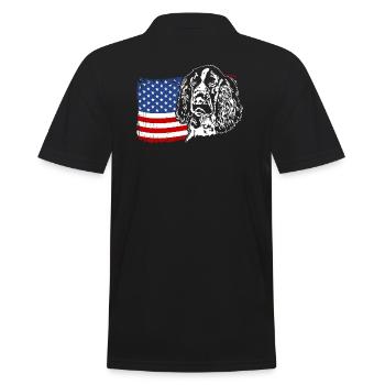 English Springer Spaniel US Amerika Fahne Wilsigns - Männer Poloshirt - Schwarz - Hinten - Kai (181cm)