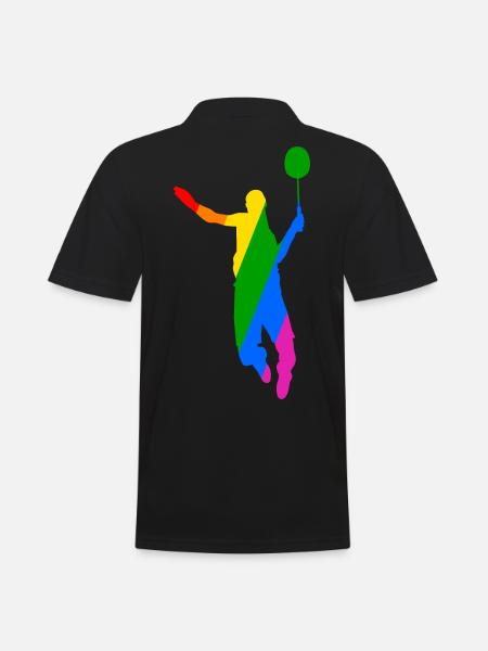 Rainbow Badminton Tennis Design - Men's Polo Shirt - black