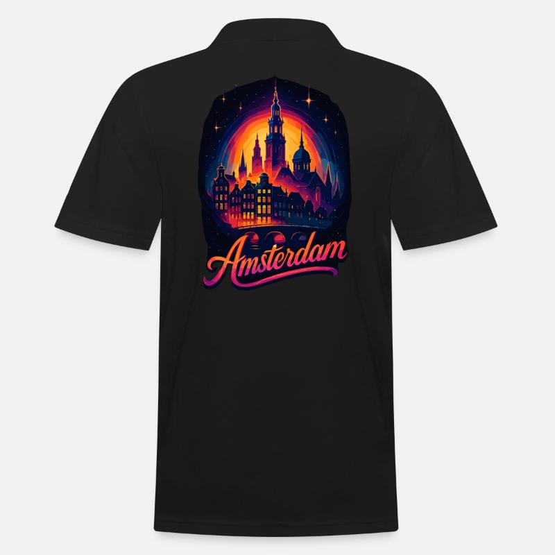 Amsterdam Capitale Pays-Bas Pays-Bas Cadeau - Polo Homme - noir