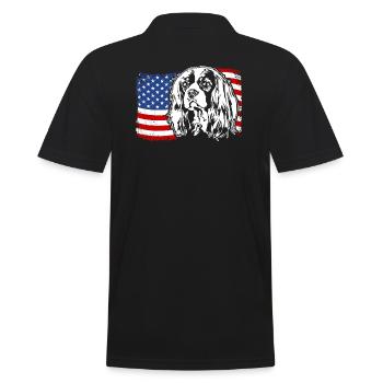 Cavalier King Charles Spaniel Drapeau de l’Amérique des États-Unis - Polo Homme - noir - Dos - Kai (181cm)