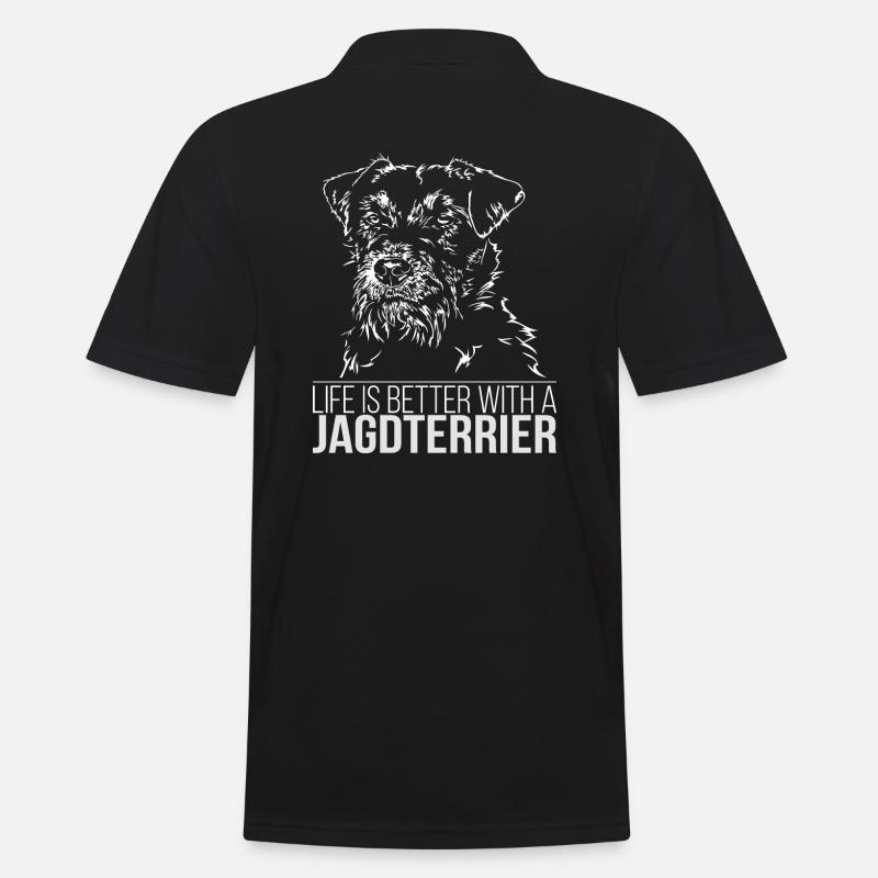 JAGDTERRIER Life is better Wilsigns Jagdhund DJT - Männer Poloshirt - Schwarz