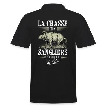 chasse sanglier humour chasseur - Polo Homme - noir - Dos - Kai (181cm)