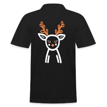 Mein Lieber , Natur, Kunst , Reh, Hirsch - Männer Poloshirt - Schwarz - Hinten - Kai (181cm)