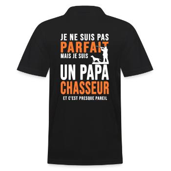 Papa Chasseur parfait cadeau cool papa chasse - Polo Homme - noir - Dos - Kai (181cm)