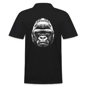 Gorilla - Kopf - Männer Poloshirt - Schwarz - Hinten - Kai (181cm)