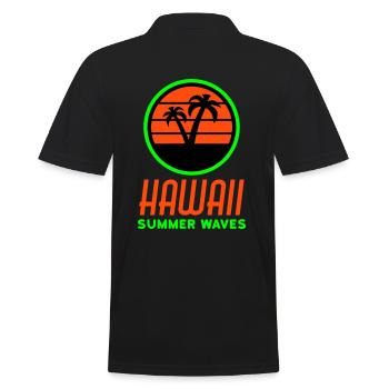 Hawaii, summer waves (Kreis, Sonne, Palmen) - Männer Poloshirt - Schwarz - Hinten - Kai (181cm)