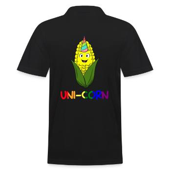 Uni-corn Bauer - Männer Poloshirt - Schwarz - Hinten - Kai (181cm)
