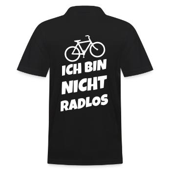 Ich bin nicht radlos - Männer Poloshirt - Schwarz - Hinten - Kai (181cm)