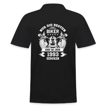 Biker geboren 1993 Geburtstag 30 Motorrad Alter - Männer Poloshirt - Schwarz - Hinten - Kai (181cm)