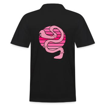 Wurm Sonnenuntergang - Männer Poloshirt - Schwarz - Hinten - Kai (181cm)