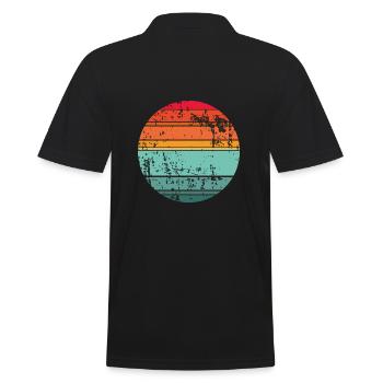 Retro Sunset Hintergrund Kreis - Männer Poloshirt - Schwarz - Hinten - Kai (181cm)