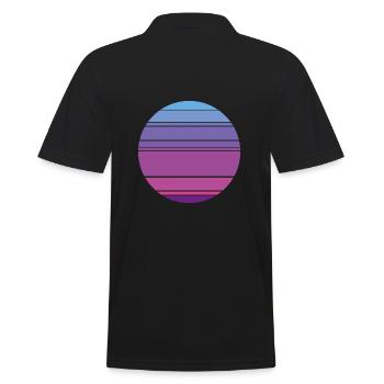 Retro Sunset Hintergrund Kreis - Männer Poloshirt - Schwarz - Hinten - Kai (181cm)