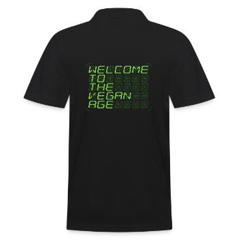vegan-new-age-green-wide - Männer Poloshirt - Schwarz - Hinten - Kai (181cm)