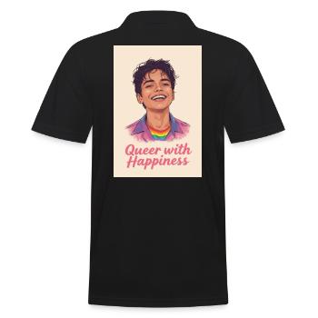 Queer with happiness - Men's Polo Shirt - black - Back - Kai (181cm)