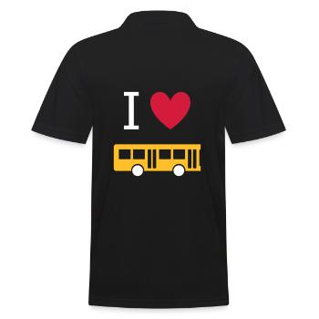 ★ Designfarben änderbar ★ Ich liebe Busse - Männer Poloshirt - Schwarz - Hinten - Kai (181cm)