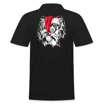 Santa Papillon Christmas St. Nicholas Dogs Wilsigns - Men's Polo Shirt - black - Back - Kai (181cm)