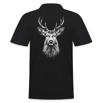 Cerf Portrait Animal sauvage Forêt Animal Cerf - Polo Homme - noir - Dos - Kai (181cm)