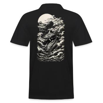 Ästhetischer Japan Fischerei Ukiyo-E Angler Kunst - Männer Poloshirt - Schwarz - Hinten - Kai (181cm)