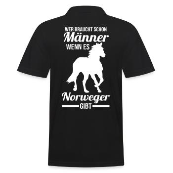 Pferd Reitsport Reiten Pferdesport Norweger - Männer Poloshirt - Schwarz - Hinten - Kai (181cm)