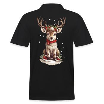 Nordic Reindeer Christmas Magic Design - Men's Polo Shirt - black - Back - Kai (181cm)