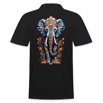 Spirituelles Elefant Mandala Indischer Boho Stil - Männer Poloshirt - Schwarz - Hinten - Kai (181cm)