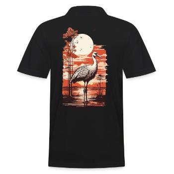 Grue asiatique Art & Nature Bird Design - Polo Homme - noir - Dos - Kai (181cm)