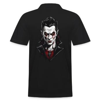 Modern Vampire Gothic Retro Halloween Design - Men's Polo Shirt - black - Back - Kai (181cm)