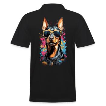 Cooler Dobermann Hund Design mit Stil - Männer Poloshirt - Schwarz - Hinten - Kai (181cm)