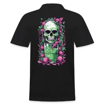 Gothic Skull Weirdcore Illustration Okkult - Männer Poloshirt - Schwarz - Hinten - Kai (181cm)