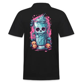 Occult Goth Kawaii Toxic Milkshake Design - Men's Polo Shirt - black - Back - Kai (181cm)