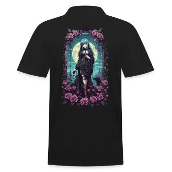 Anime Gothic Girl Magical Victorian Aesthete - Men's Polo Shirt - black - Back - Kai (181cm)