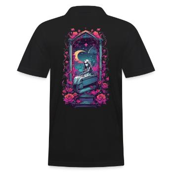 Neon Gothic Friedhof Okkultes Design - Männer Poloshirt - Schwarz - Hinten - Kai (181cm)