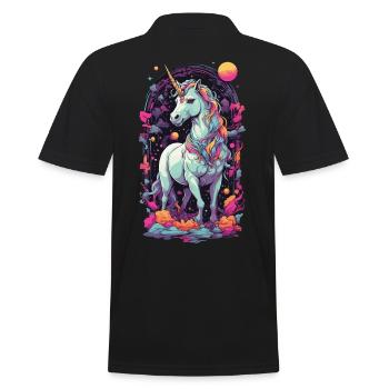 Pastel Unicorn Vaporwave Retro Style Magic Design - Men's Polo Shirt - black - Back - Kai (181cm)