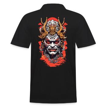 Retro Japan Oni Dämonen Aesthetic Design - Männer Poloshirt - Schwarz - Hinten - Kai (181cm)