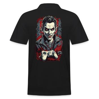 Vampir Ghul Gamer Design für Halloween - Männer Poloshirt - Schwarz - Hinten - Kai (181cm)