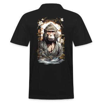 Figure mythique singe fleurs de cerisier Ukiyo-E Style Vintage - Polo Homme - noir - Dos - Kai (181cm)