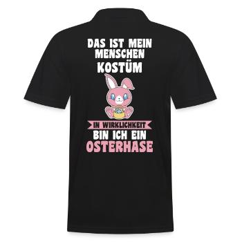 Osterhase Hase Ostern - Männer Poloshirt - Schwarz - Hinten - Kai (181cm)
