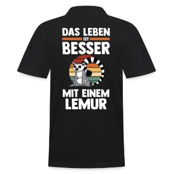 Lemur - Männer Poloshirt - Schwarz - Hinten - Kai (181cm)